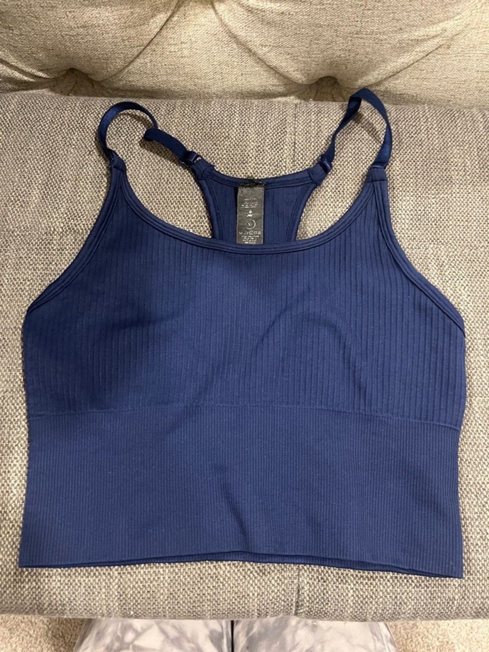 Ribbed Navy Sports Bralette - Women Intimates & Sleepwear